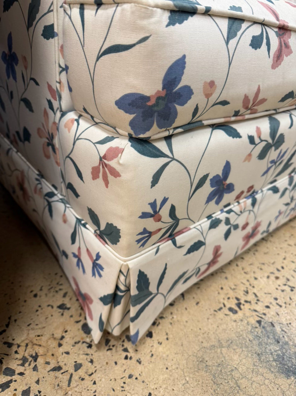 VINTAGE Blue & Pink Floral Chippendale Sofa