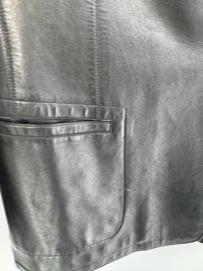 ARMANI COLLEZIONI Size 44 Black Leather Jacket