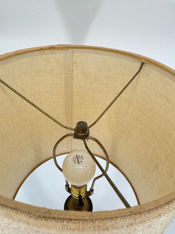 VINTAGE Wood & Brass Pair of Lamps