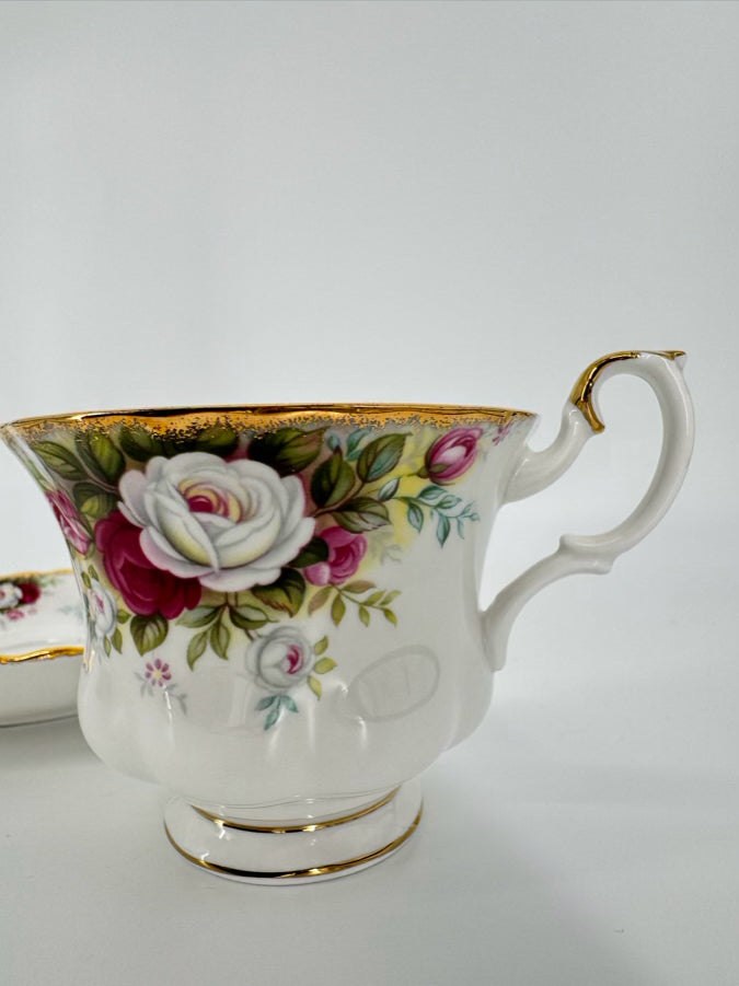 ROYAL ALBERT Pink & Green Bone China "Celebration" Dinner Set for 8