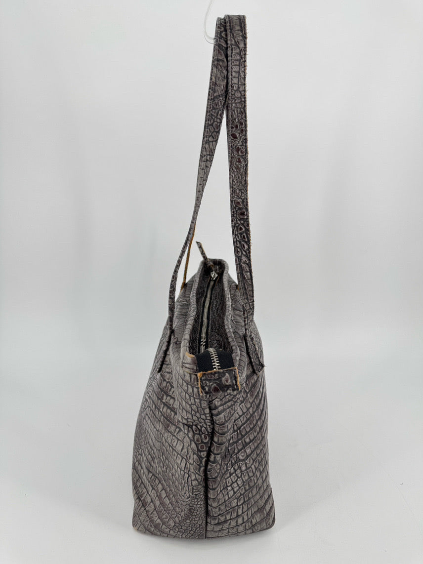 BLYTHE LEONARD Gray Embossed Leather Purse