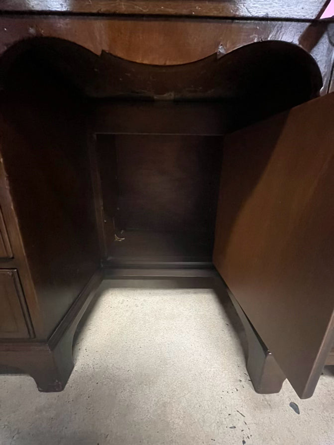 Wood 7 Drawer Desk W/ Hidden Door
