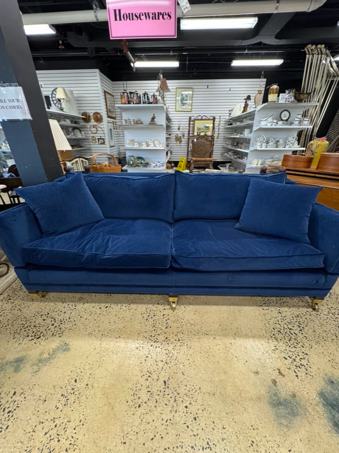 DURESTA Blue Velvet Fold Down Sides Sofa