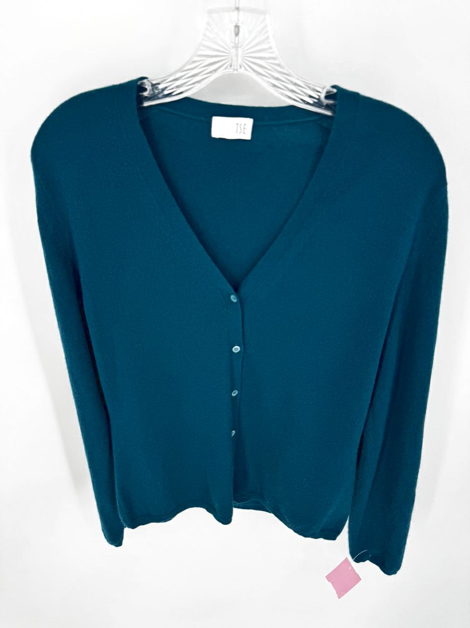 TSE Size L Teal Cashmere Cardigan