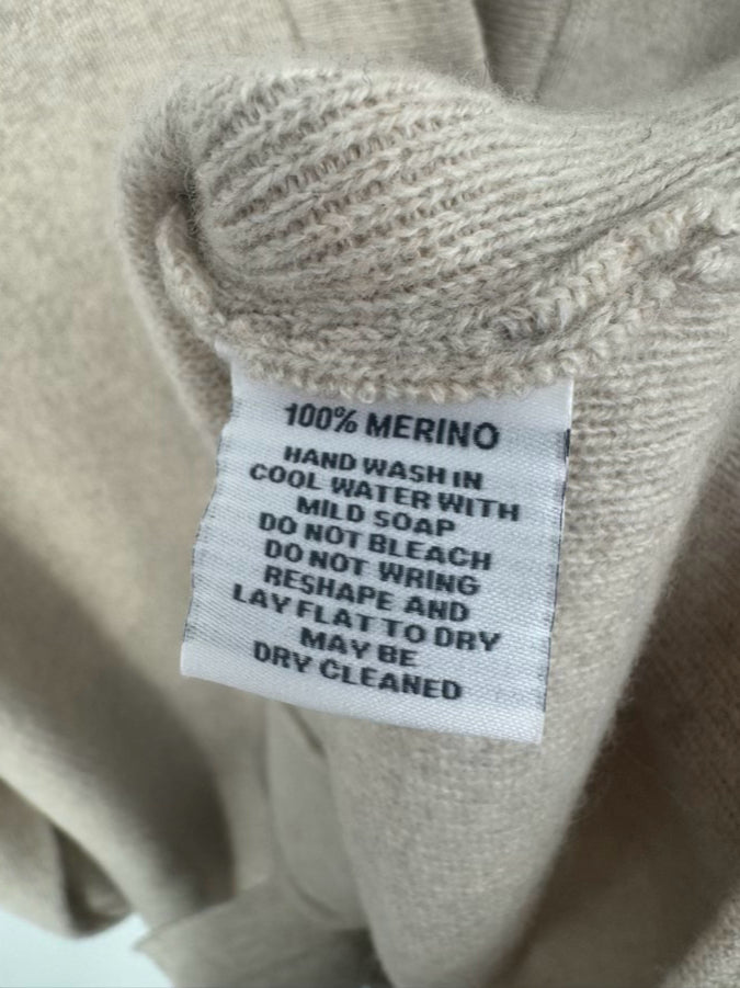 ALASHAN Size XL Sand Merino Wool Cardigan NWT