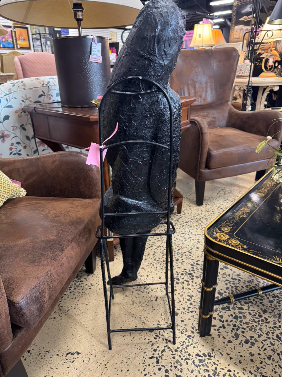 Brown Molded Plastic Woman in Chair Figure
