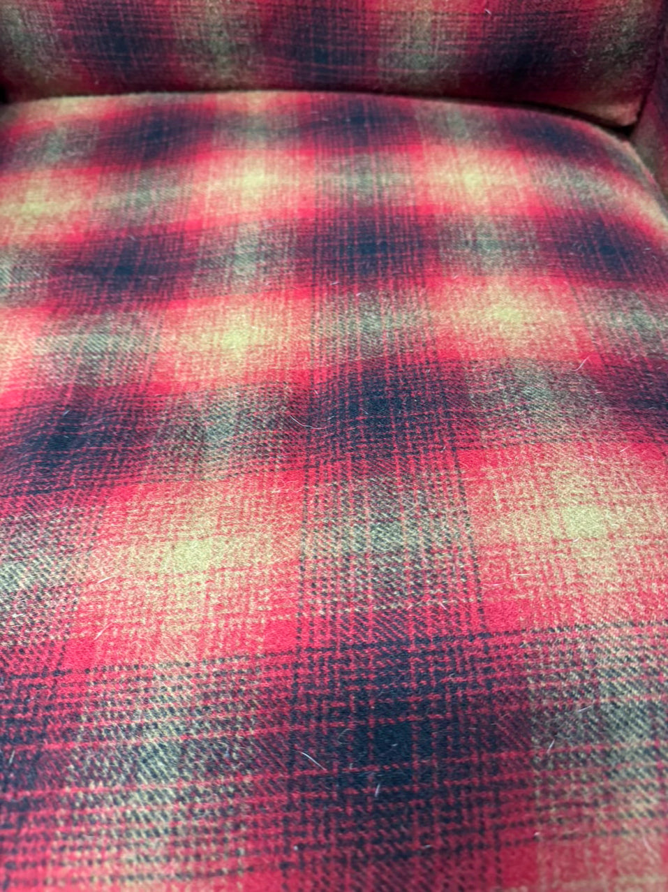 Red, Gold & Black Plaid Love Seat