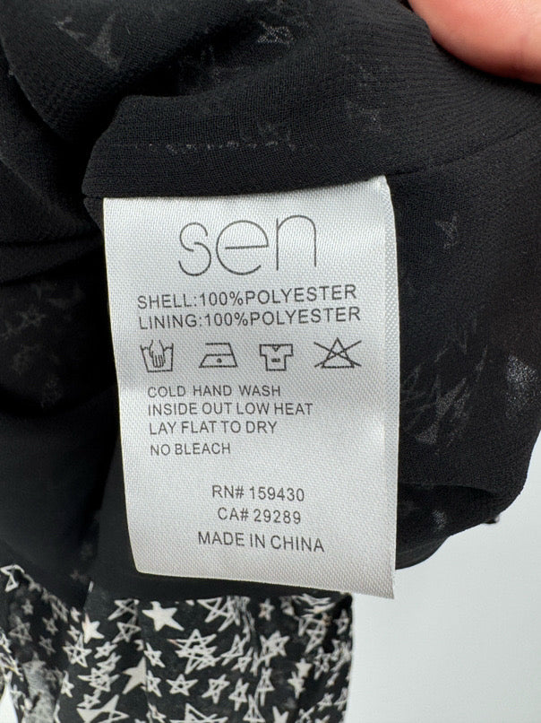 SEN Size XS Black Stars Skirt Set NWT