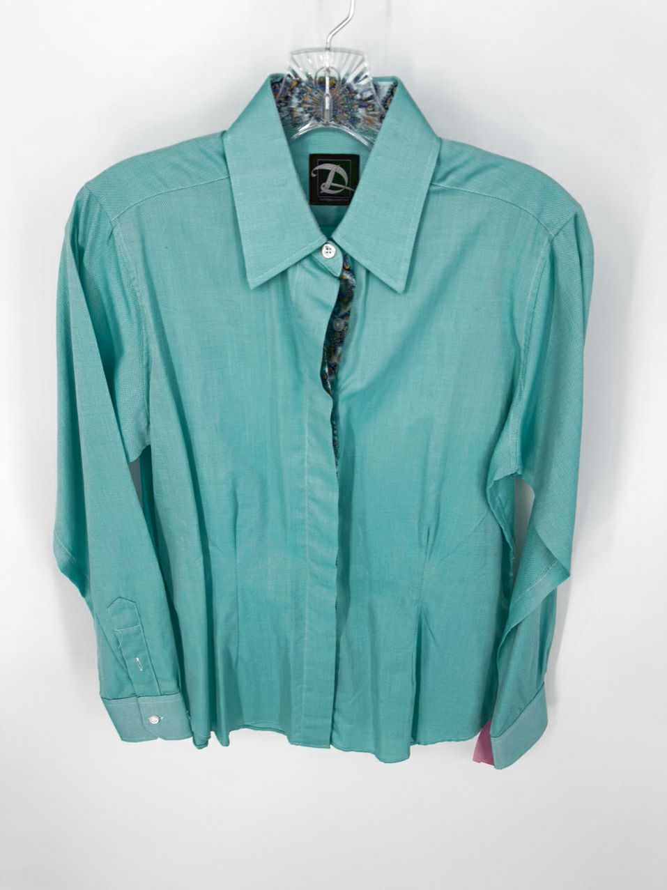 DEREGNAUCOURT Size S Teal Button Up Blouse