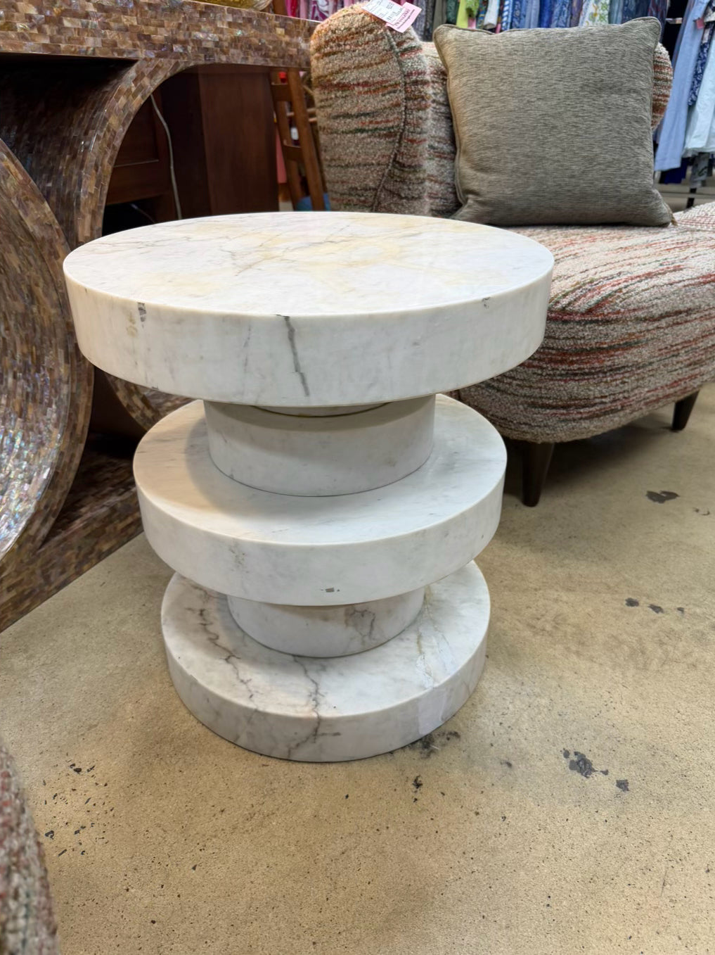 MR. BROWN White Marble Modern Occasional Table