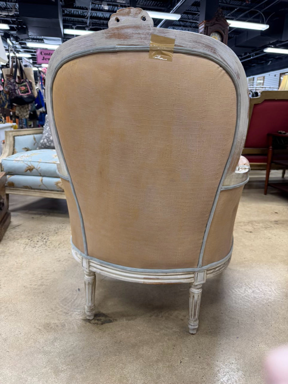 Salmon Leather-Look French Chair