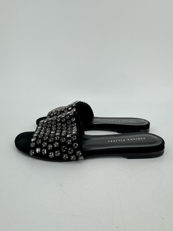 FABIANA FILIPPI Size 37 Black Crystal Detail Sandals
