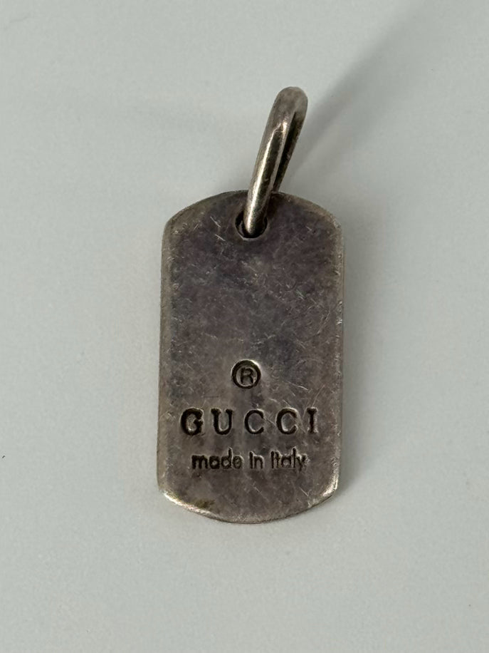 GUCCI Sterling Silver Dog Tag Charm