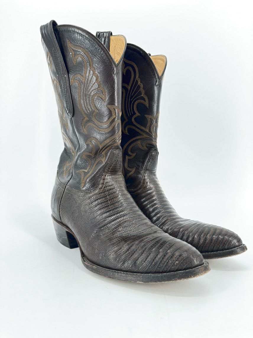 TRES OUTLAWS Size 10 Dark Brown Leather Cowboy Boots