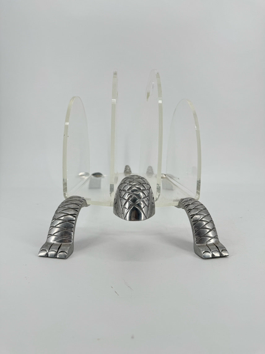 Lucite & Silver Tone Turtle Magazine Rack