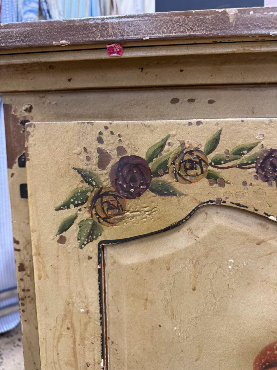 INDONESIA Painted Wood Shabby Chic Rooster Cabinet