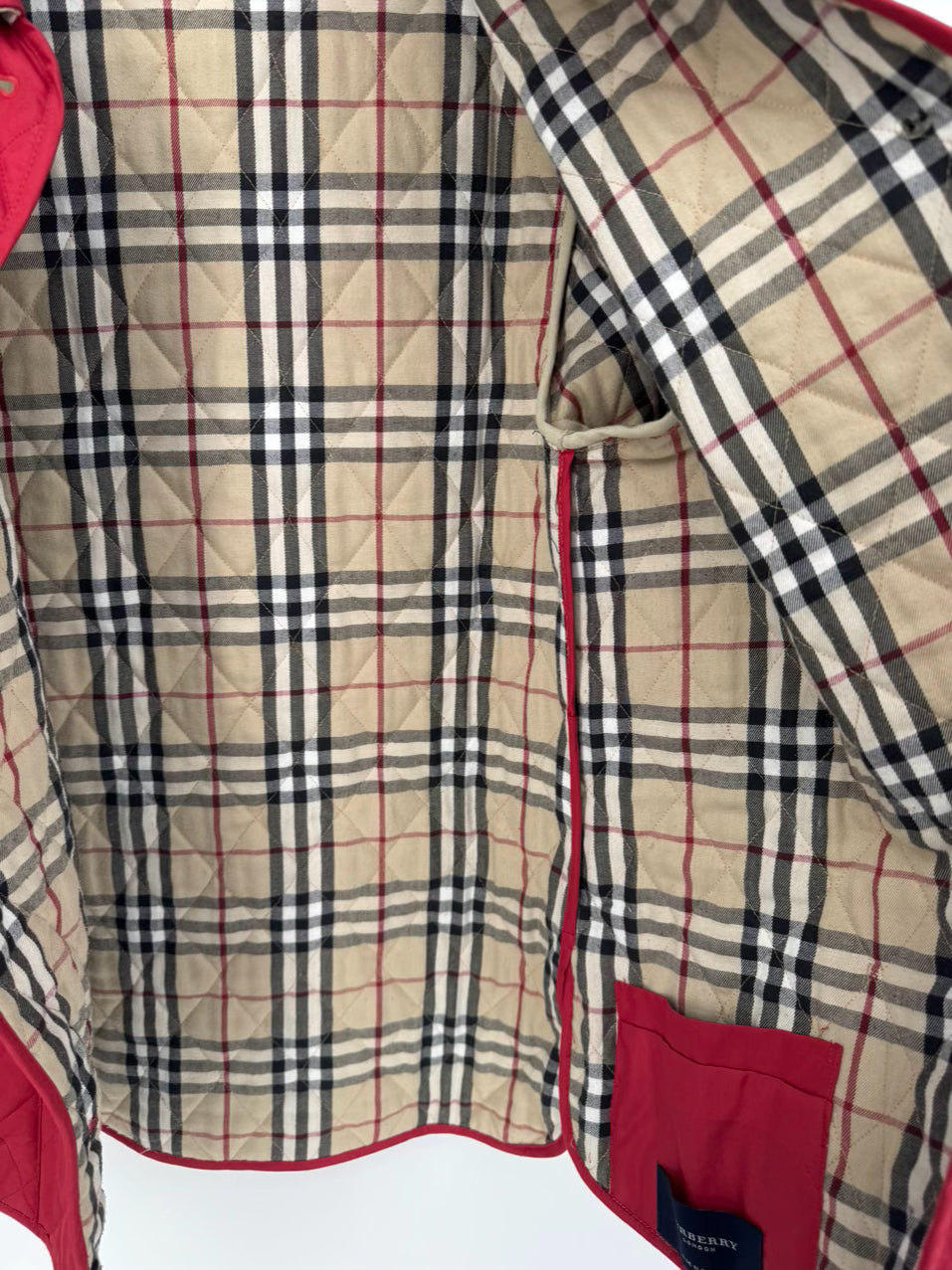 BURBERRY LONDON Size L Red Quilted Novacheck Jacket