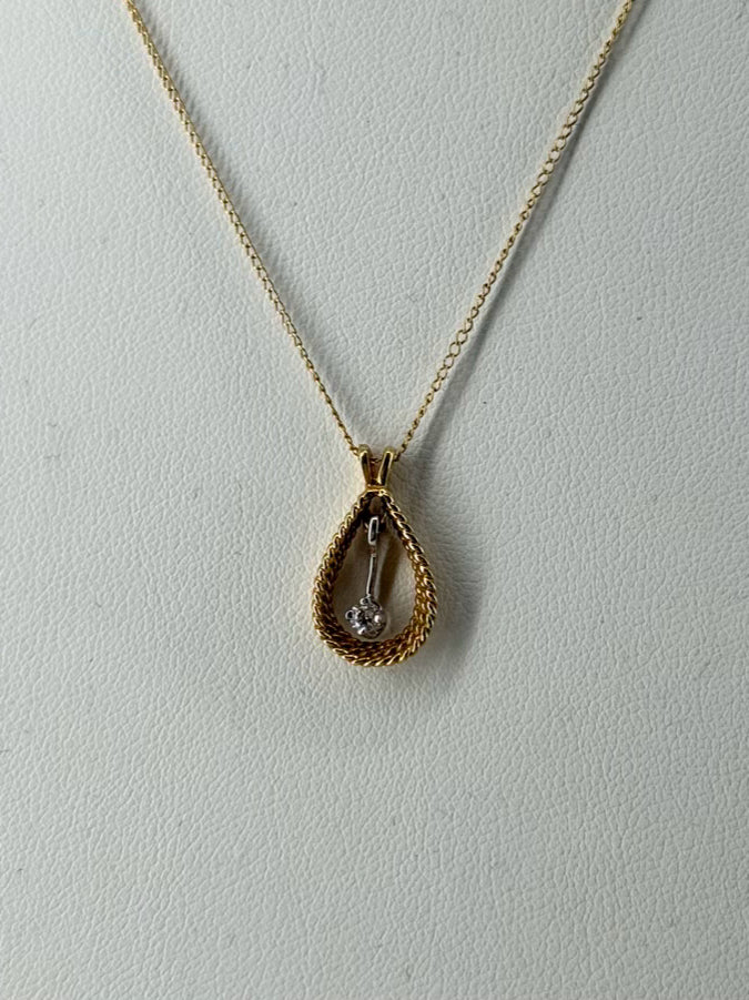 14K Diamond Teardrop Necklace