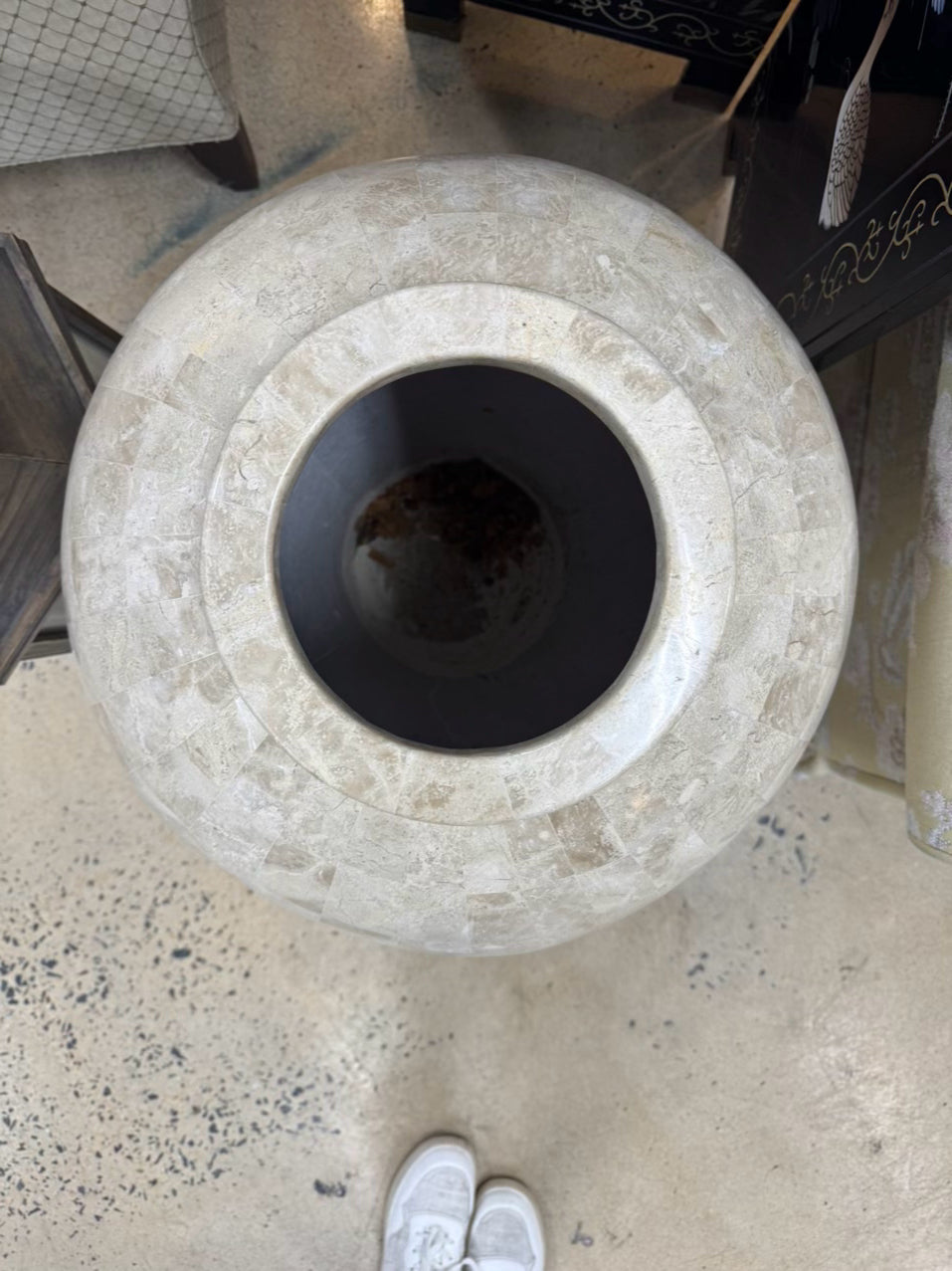Cream Polished & Raw Tessellated Stone Vase