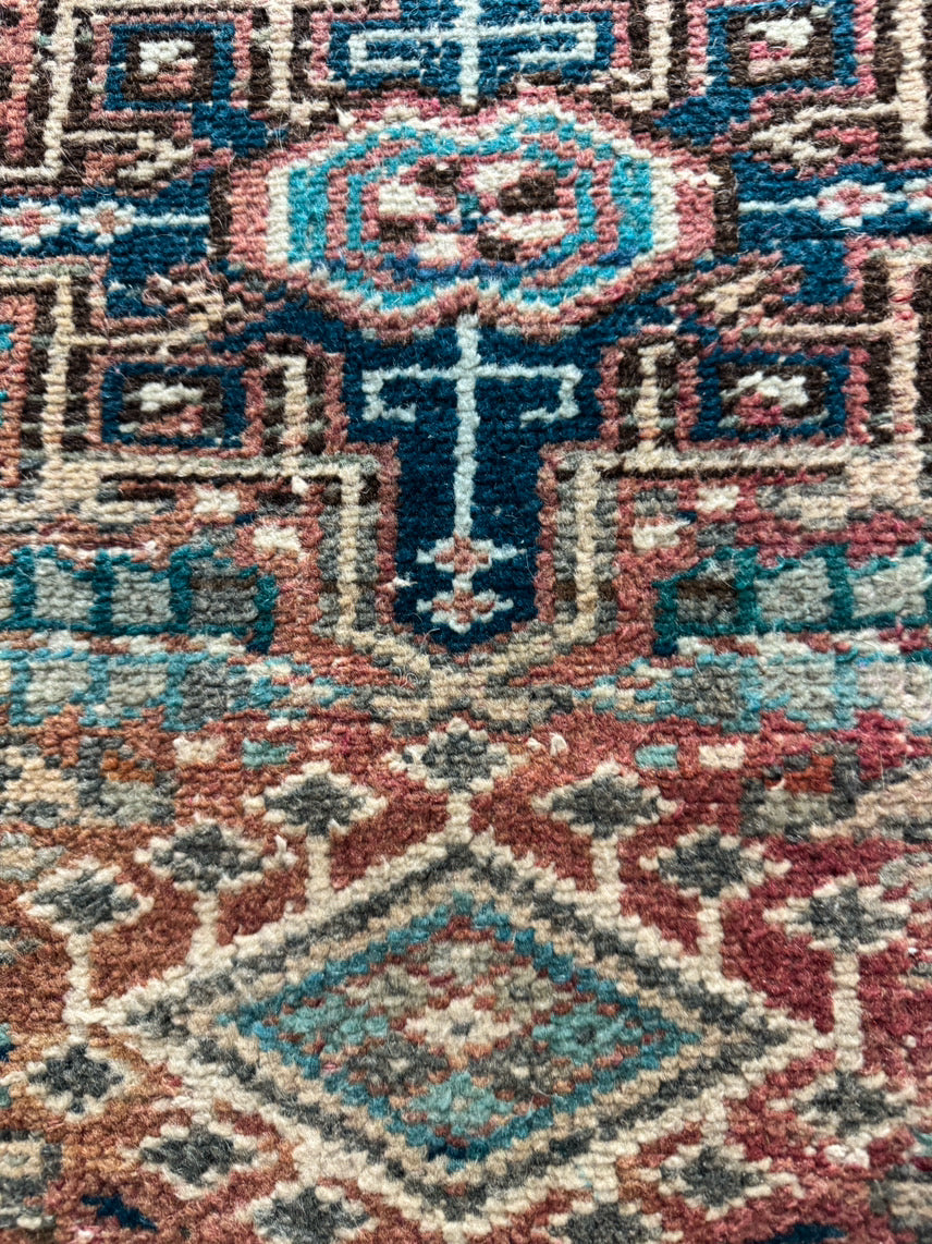 Aqua & Rust Woven Runner