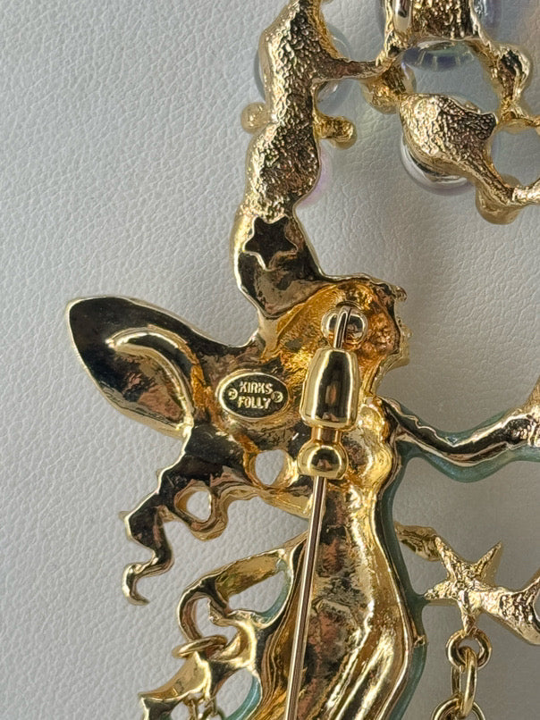 KIRKS FOLLY Gold Tone Bubble Fairy Pendant Necklace