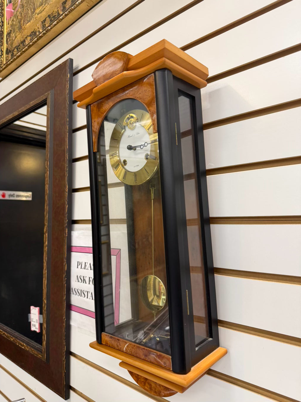 HERMLE & JOHN Wood Hanging Wall Clock
