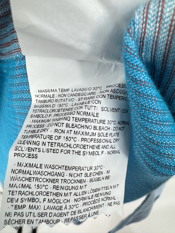 ARMANI COLLEZIONI Size L Aqua Stripe Long Sleeve Shirt