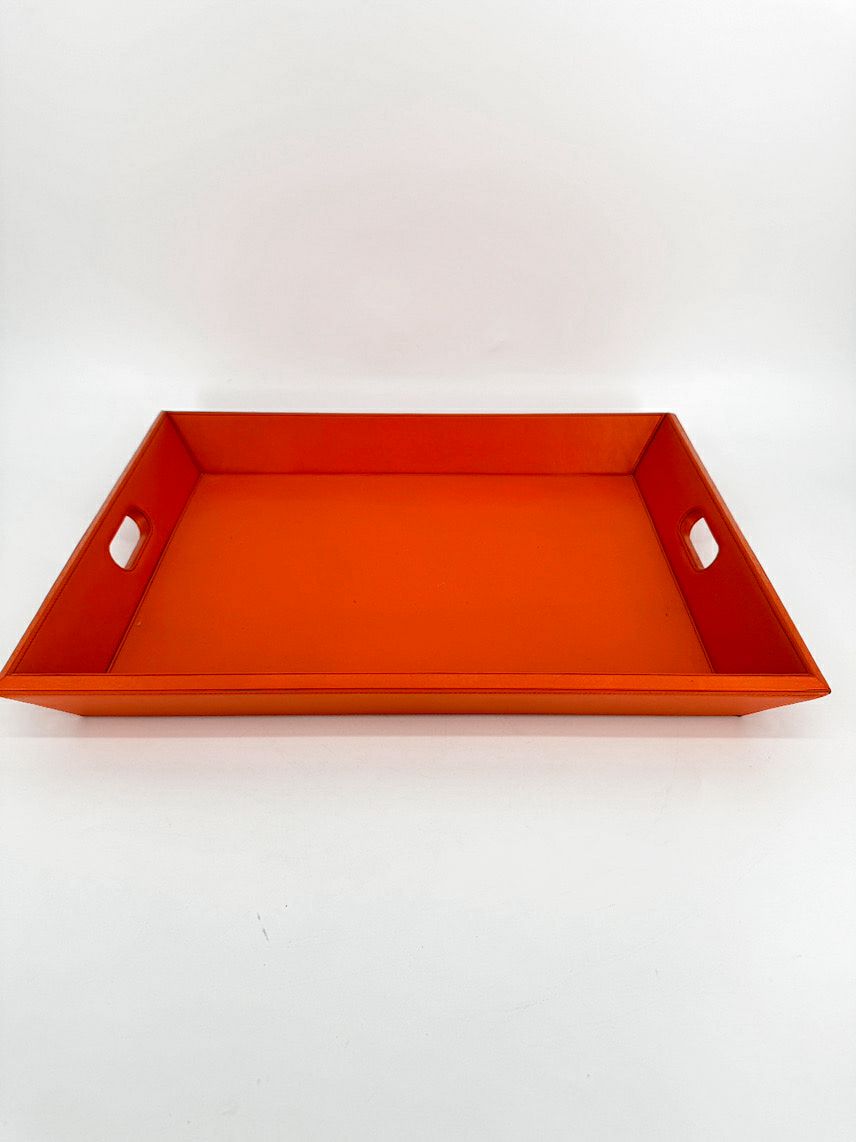 WILLIAMS SONOMA Orange Leather Tray