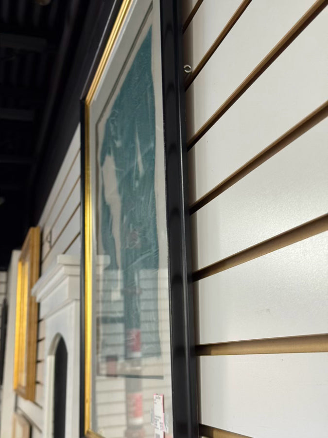 Turquoise Thai Temple Rubbing in Black & Gold Frame