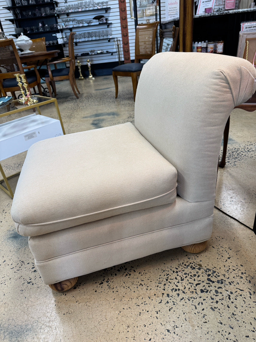 Cream Slipper Chair w/ Bun Feet
