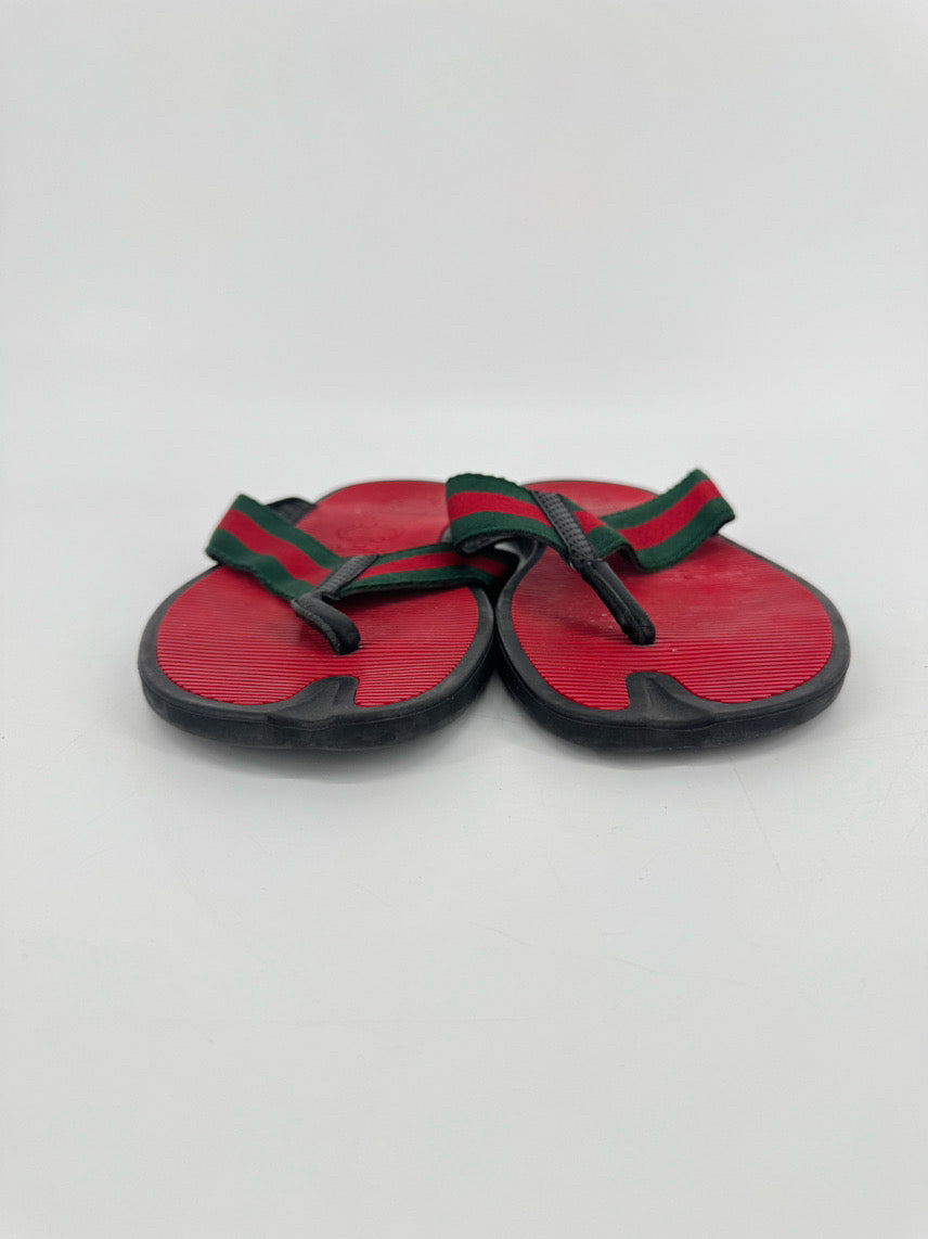 GUCCI Size 10 Black & Red Flip Flops