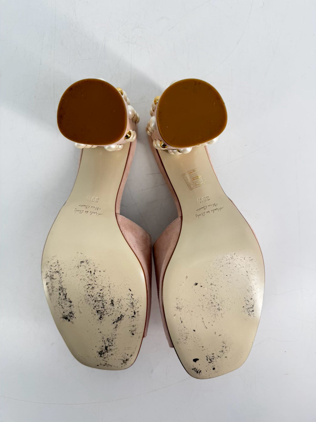 TARA GRINNA Size Wmns 39.5 Blush Pearl Detail Heels