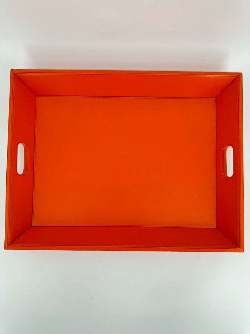 WILLIAMS SONOMA Orange Leather Tray