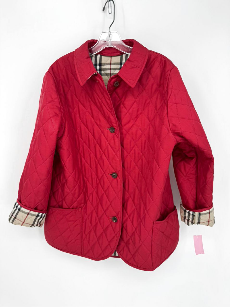 BURBERRY LONDON Size L Red Quilted Novacheck Jacket
