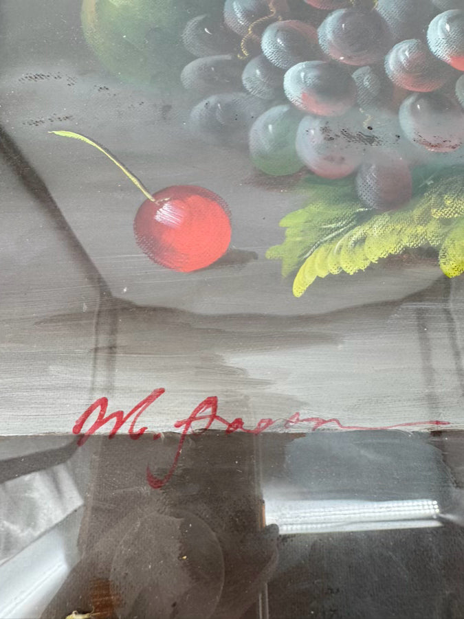 M. AARONS Oil Still Life in Painted Gold Frame