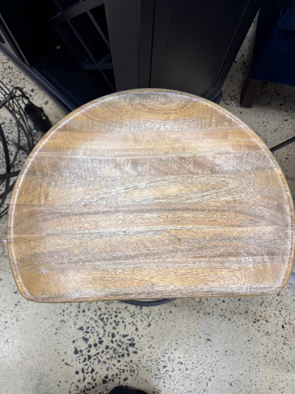 WEST ELM Natural Wood & Gray Steel Counter Stool