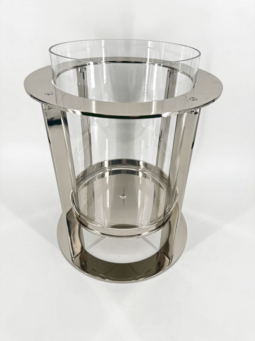 RALPH LAUREN Nickle Plate & Glass Hurricane Candle Holder