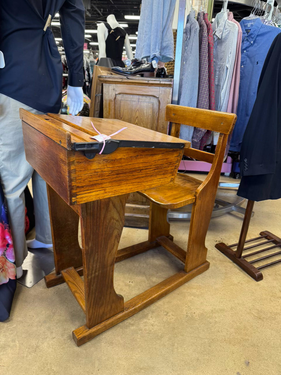 ANTIQUE Wood School Desk