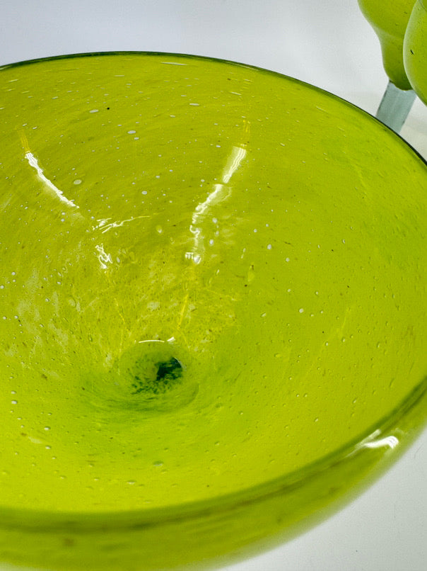 Lime Green Set of 6 Handblown Margarita Glasses