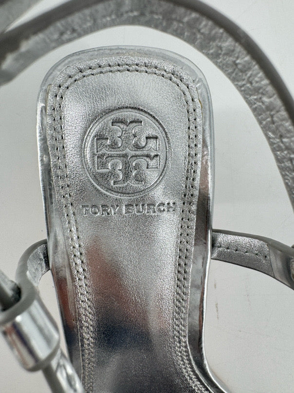 TORY BURCH Size 6.5 Silver Silver Heels