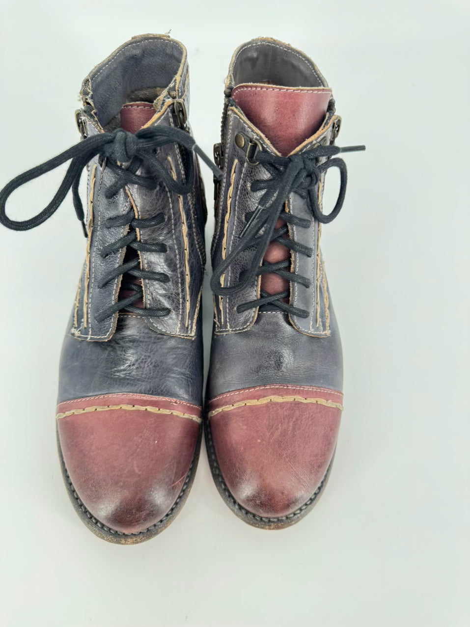 BED STU Size 9.5 Patchwork Leather Boots
