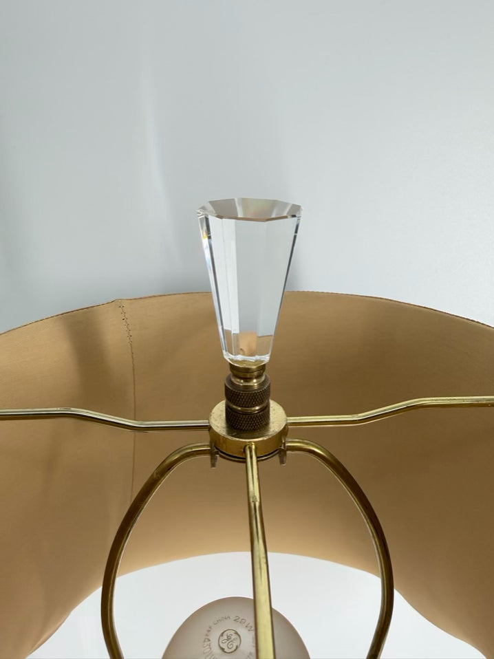 DECORATIVE CRAFTS Crystal & Brass Lamp w/ Black Shade