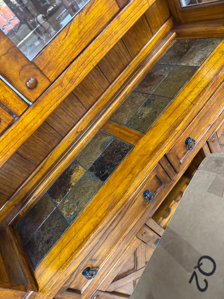 Wood 2-Piece Mirrored China Cabinet