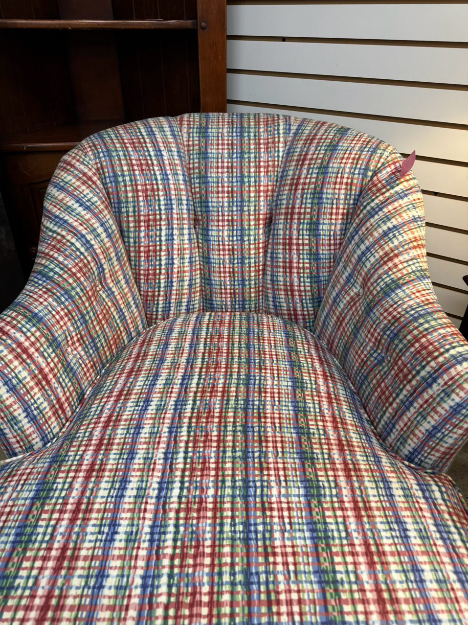Red & Blue Plaid Chaise