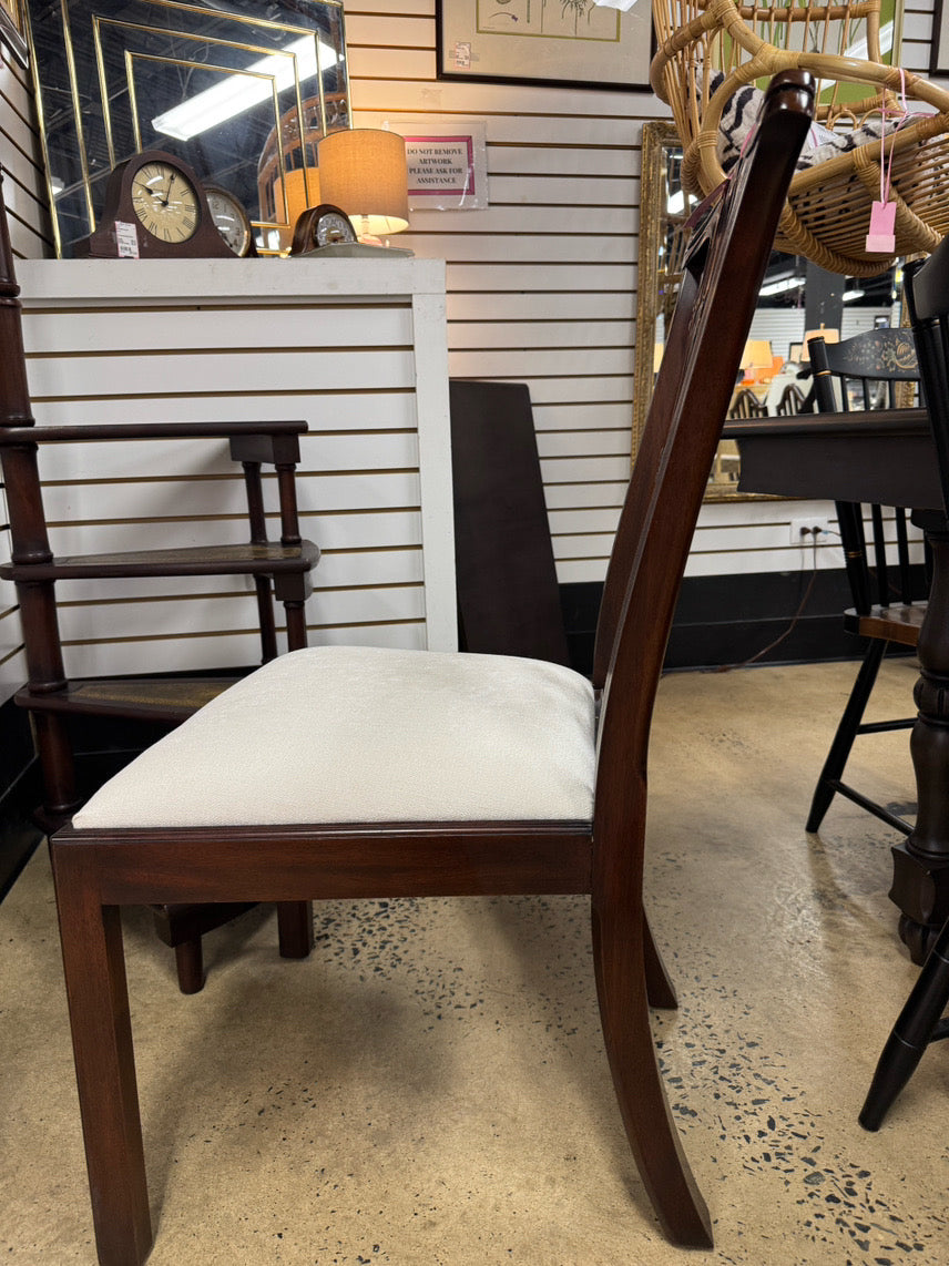 Wood & Cream Upholstered Side Chair