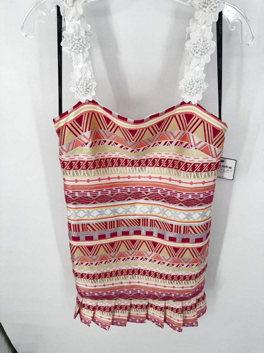 LAUNDRY BY S SEGAL Size 6 Magenta/Gold Print Sleeveless Dress