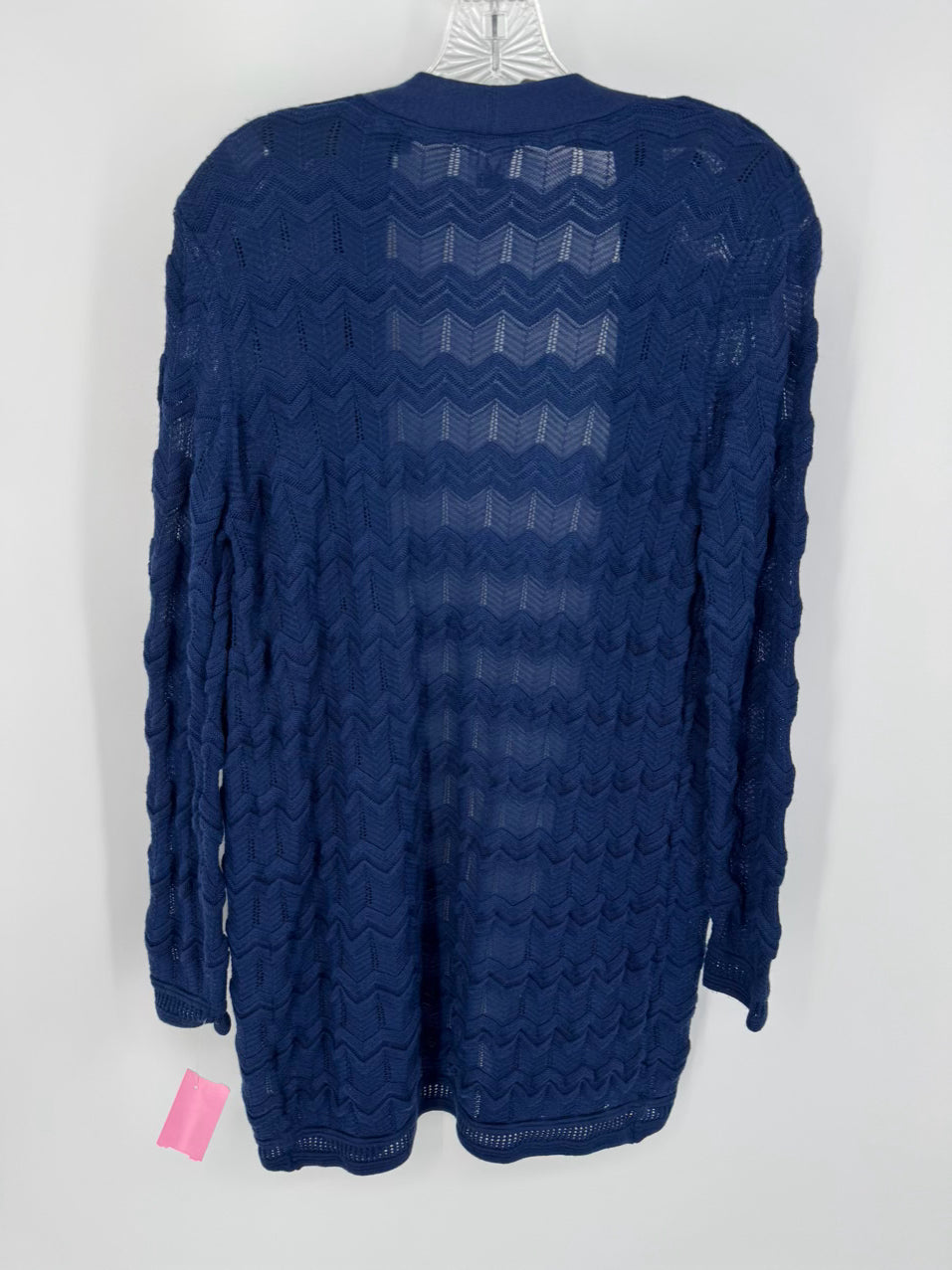 MISSONI Size 42 Navy Zig Zag Knit Cardigan