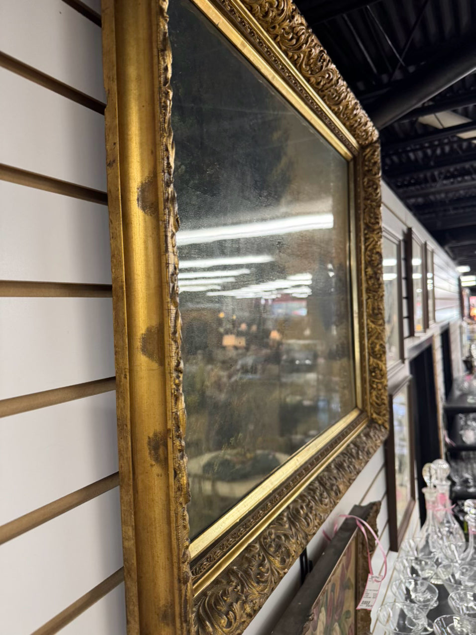 BERT M. HERTIGAN Lake Scene Painting in Gold Antique Frame