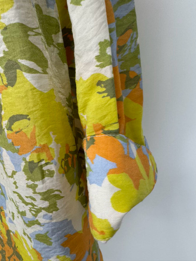 ABBEYGLASS Size 2XL Yellow & Green Foliage Print Effie Blouse NWT