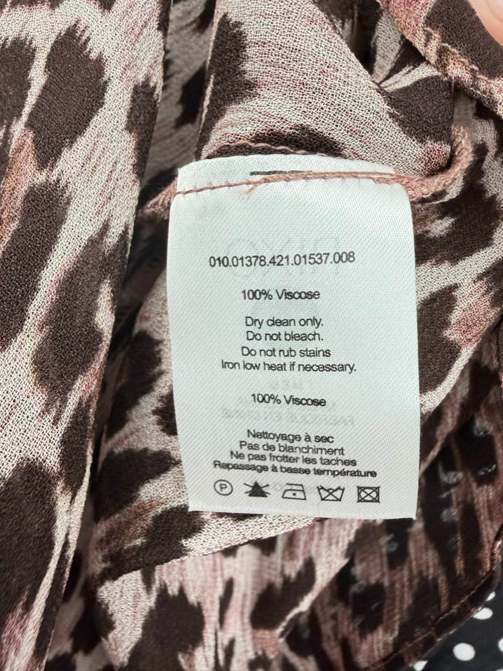RIXO Size Wmn's XS black & brown Print Midi-Dress